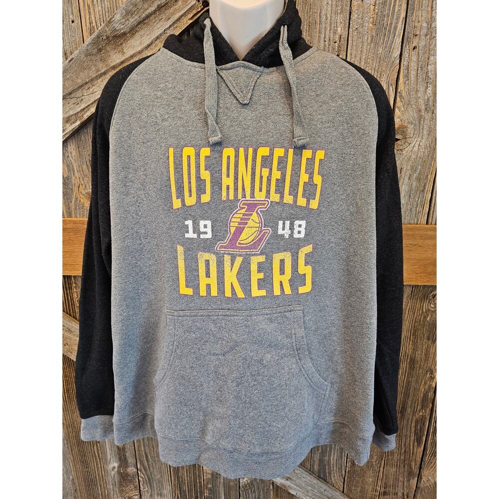 Los Angeles Lakers Fanatics Ash Antique Stack Tri-Blend Raglan Hoodie 2XL LA - Picture 2 of 7